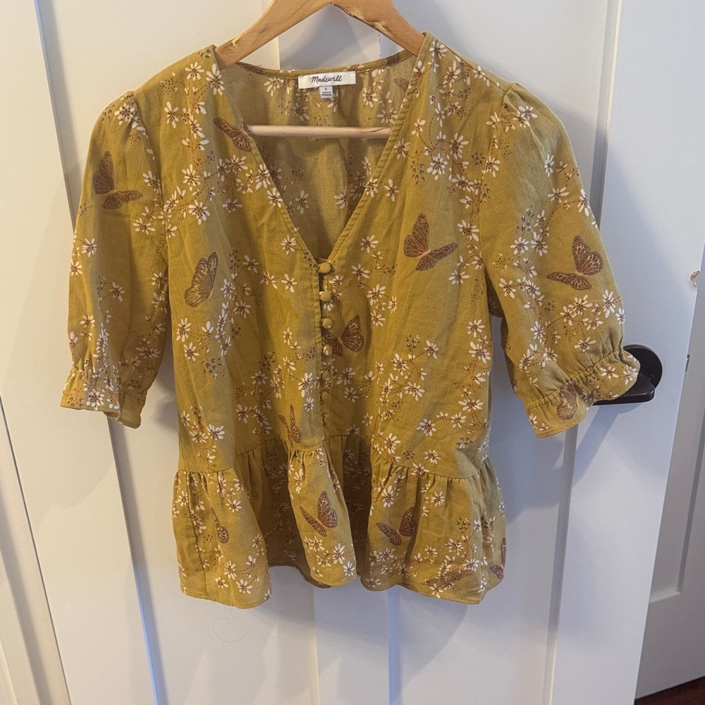 Madewell Blouse with Butterfly and Floral print